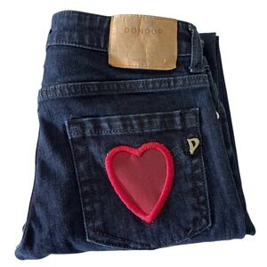 Dondup Monroe Made in Italy Women's Jeans Size L Dark Wash Heart Pocket Y2K RARE